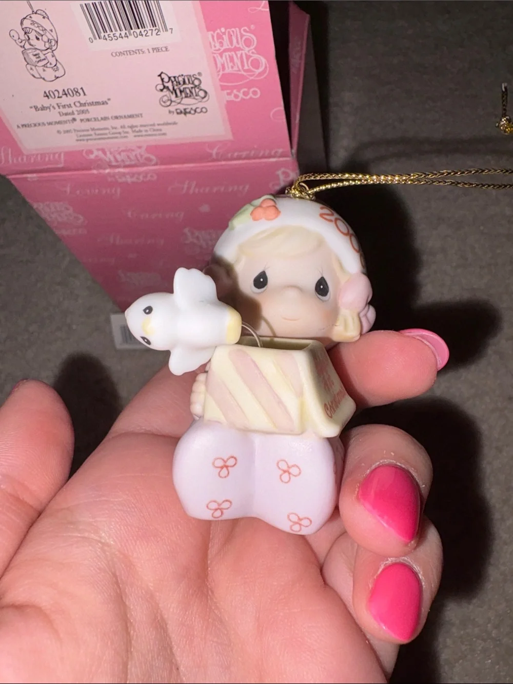 Precious Moments Pink Baby's First Christmas Ornament 2005